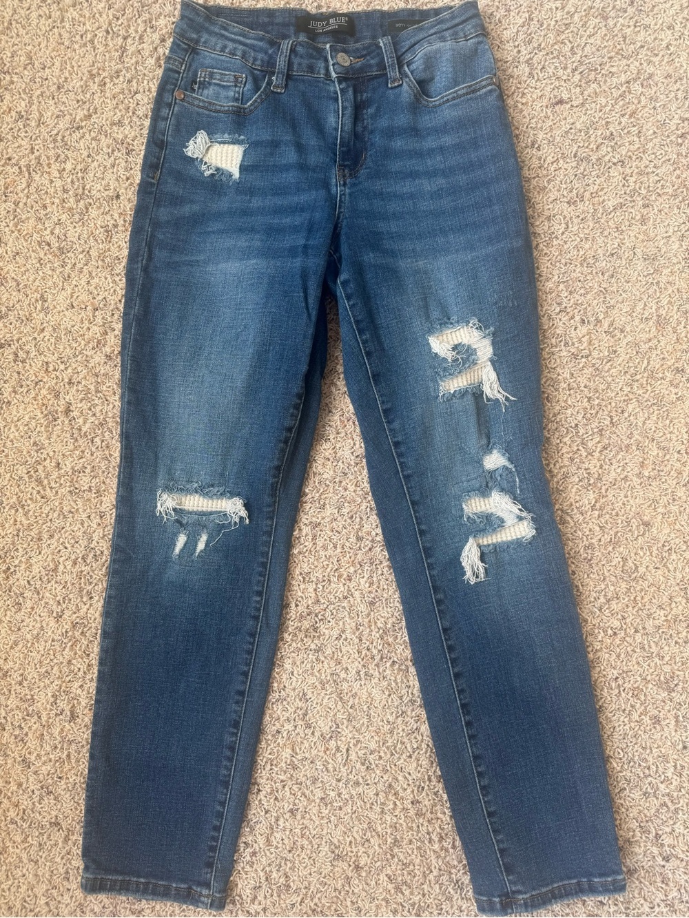 Judy Blue Jeans Women 25 Distressed Boyfriend Fit Dark Wash Boutique Preppy - Picture 13 of 13